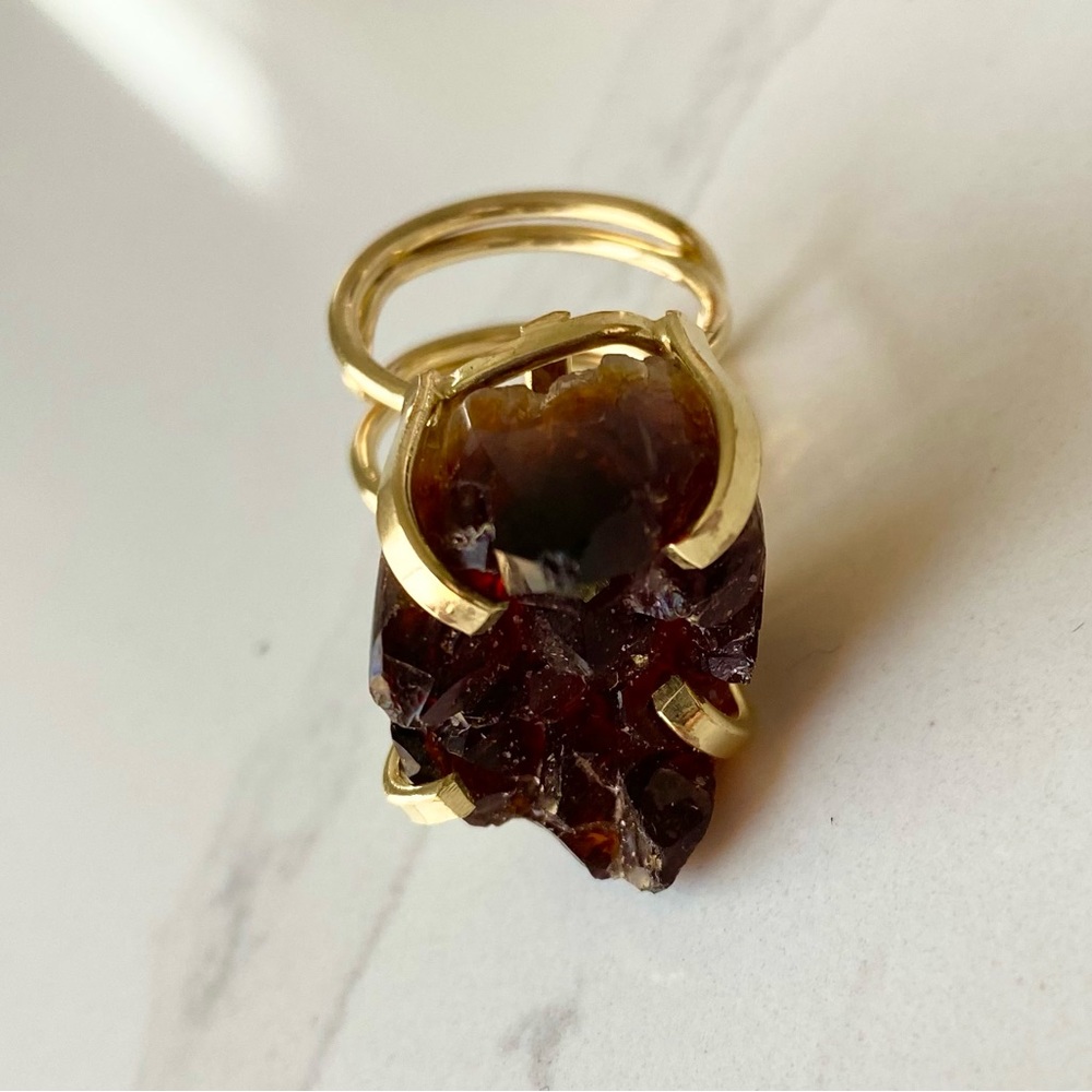 Hespera Chocolate Brown Crystal Gemstone Ring